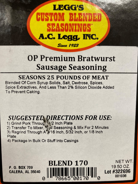 A.C. Legg Premium Bratwurst Sausage Seasoning Blend #170