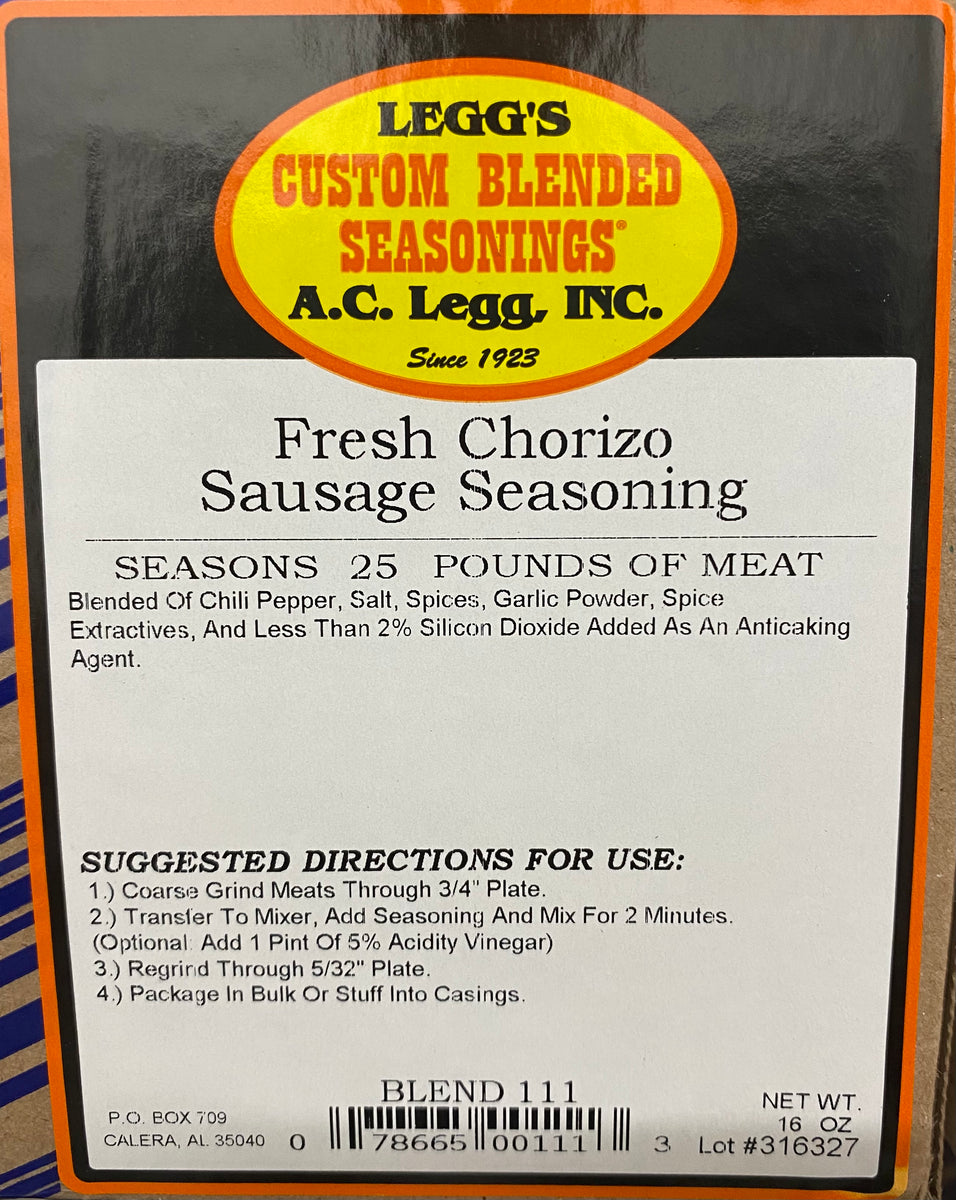 A.C. Legg Fresh Chorizo Sausage Seasoning Blend 111 Gulf Coast