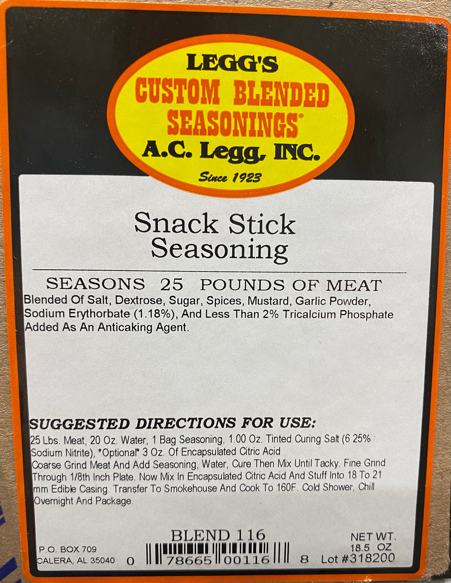 A.C. Legg Snack Stick Seasoning Blend 116 Gulf Coast Seasoning & Butcher Supply