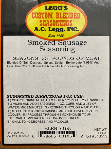 A.C. Legg Smoked Sausage Seasoning Blend #105