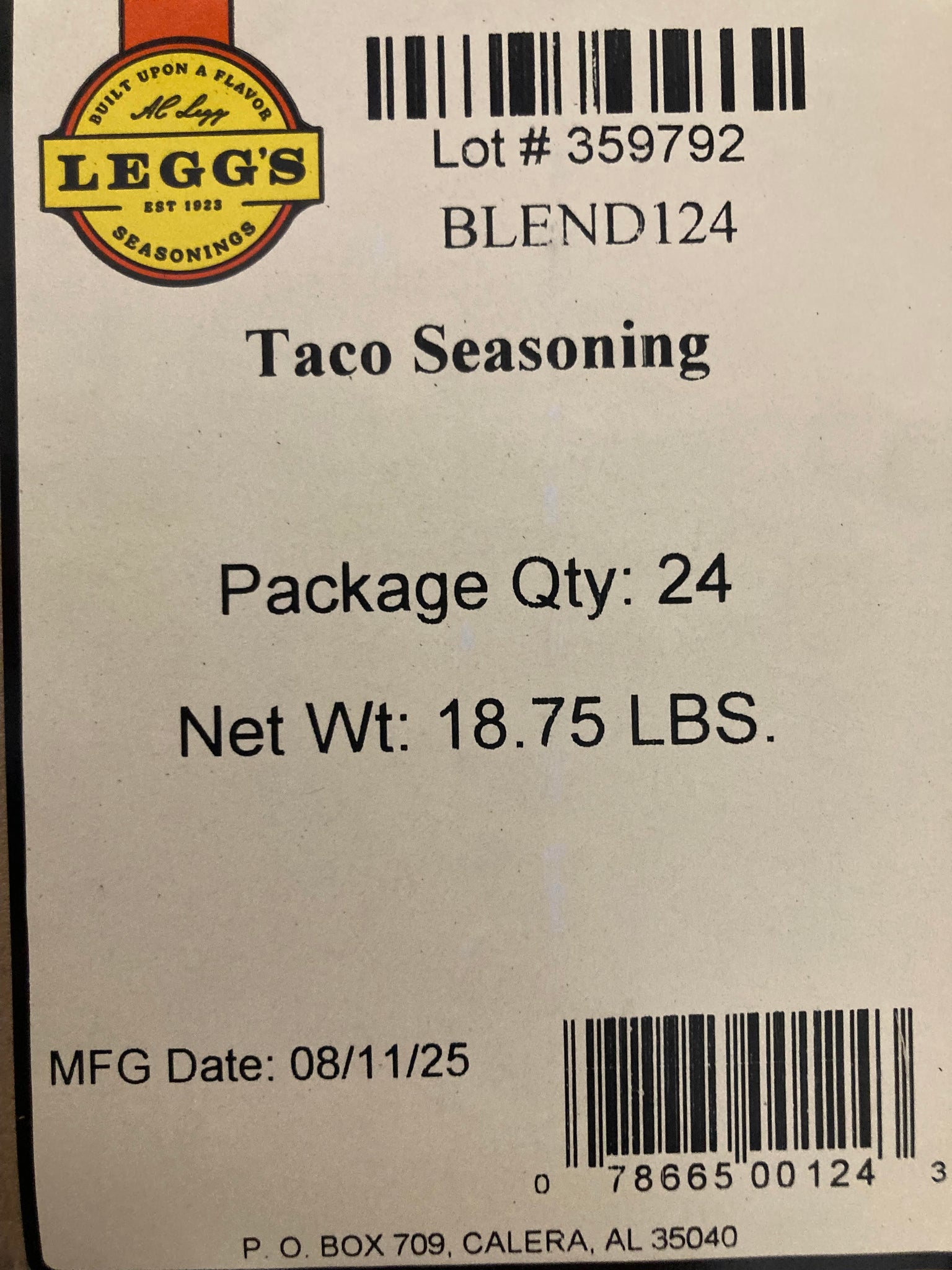 A.C. Legg Taco Seasoning Blend #124