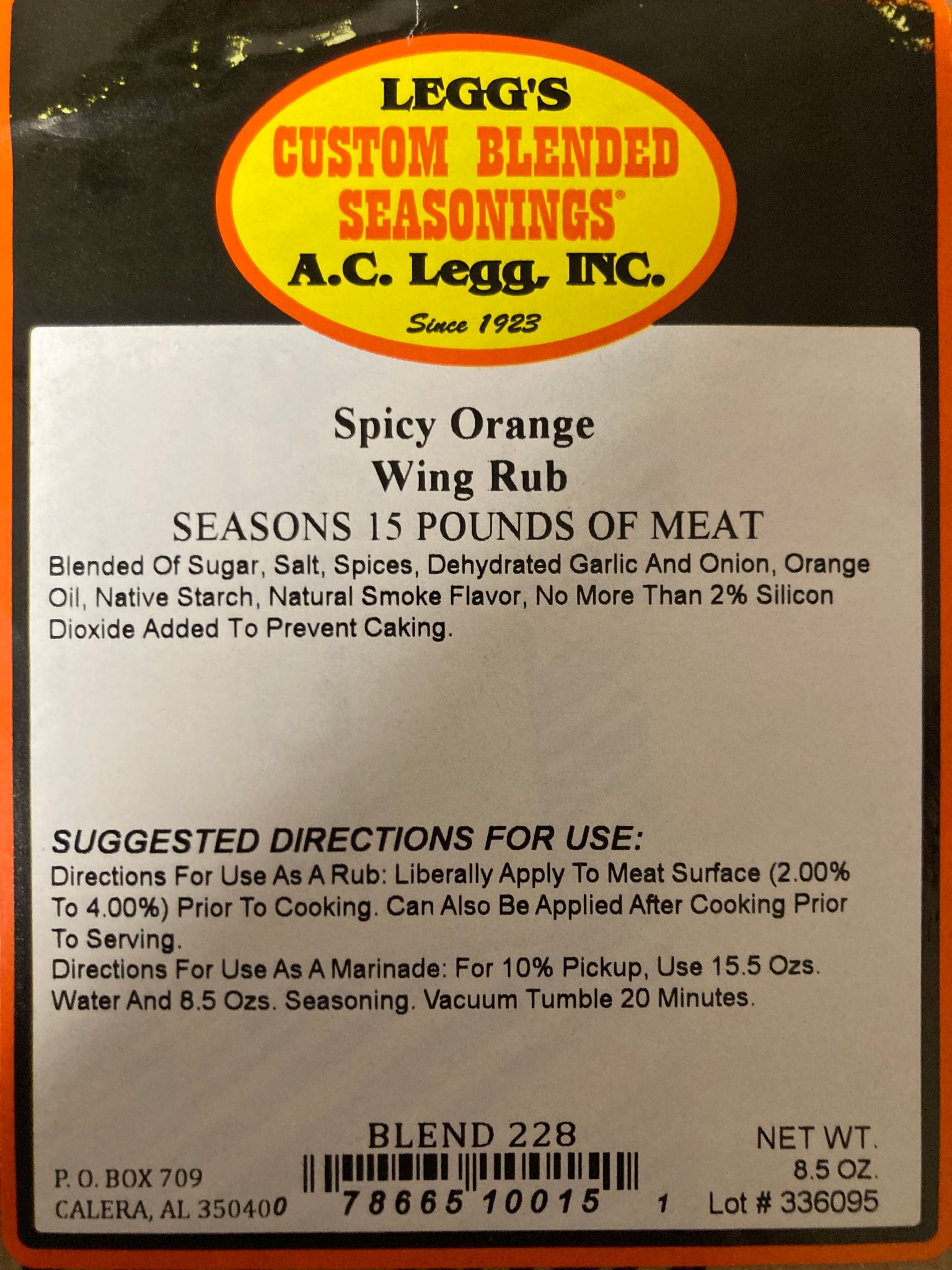 A.C. Legg Spicy Orange Wing Rub Blend #228