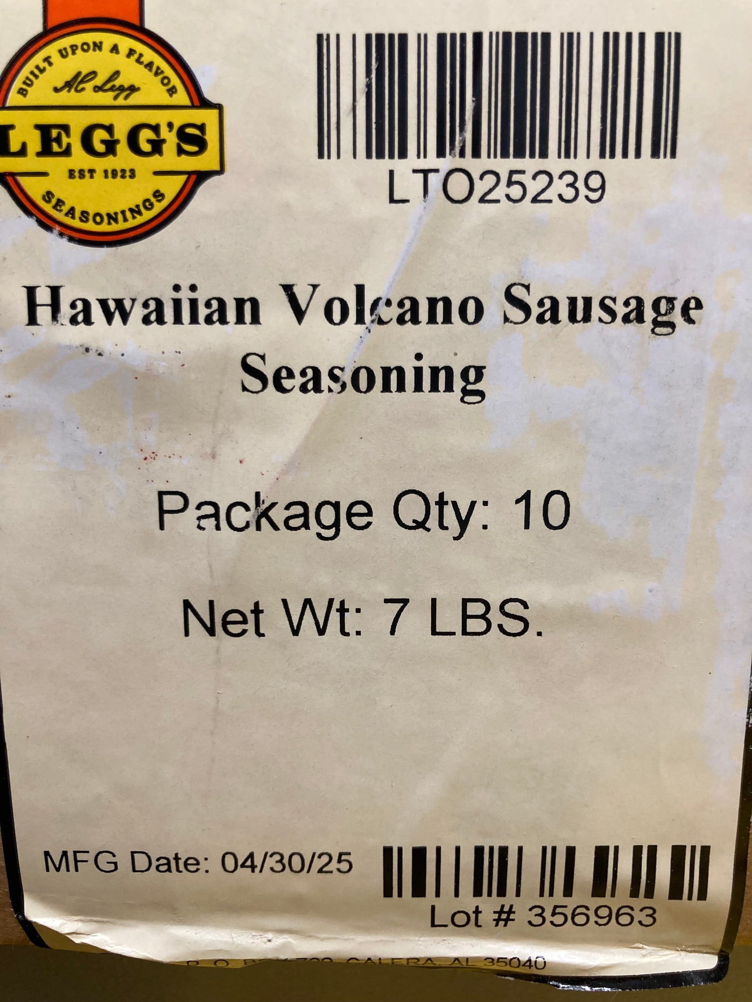 A.C. Legg Hawaiian Volcano Sausage Seasoning