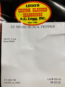 Black Pepper - 32 Mesh - 5LB Bag