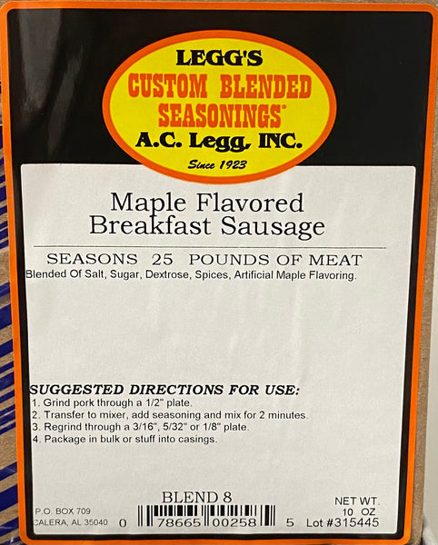 A.C. Legg Maple Flavored Breakfast Sausage Blend #8