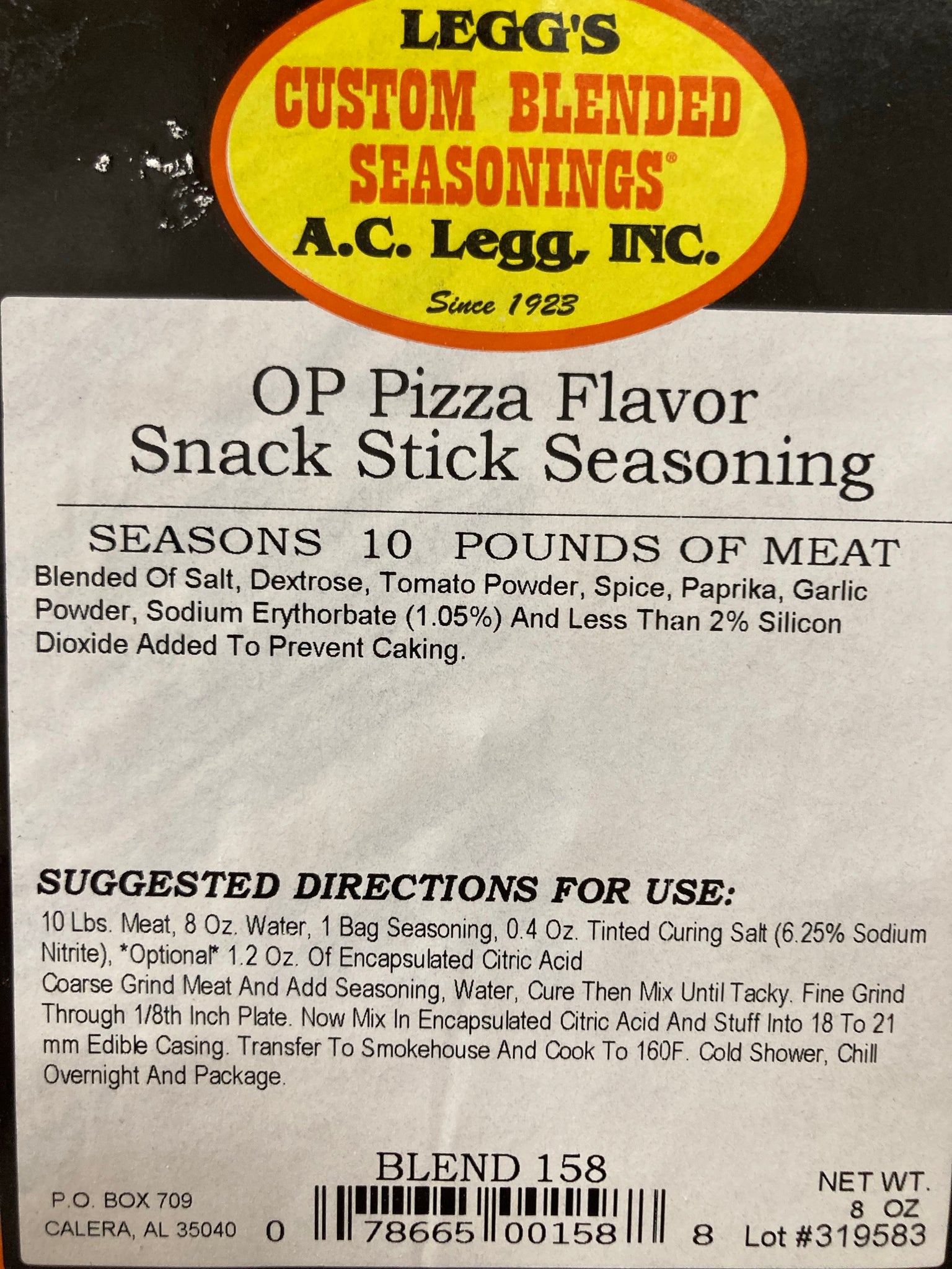 A.C. Legg Pizza Flavor Snack Stick Blend #158